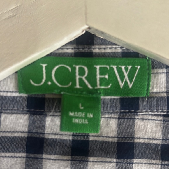 J. Crew Cotton voile beach shirt in gingham L Dark Evening White - Picture 5 of 5